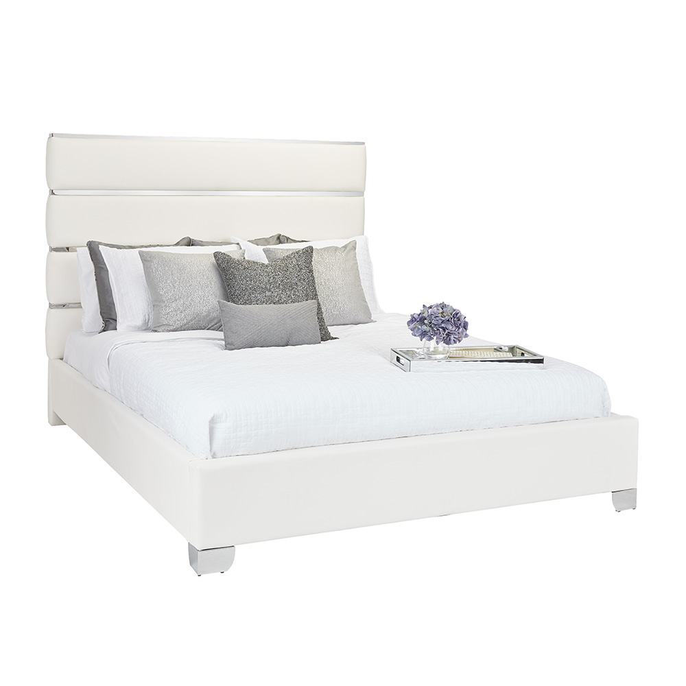 Hanne Bed: White Leatherette